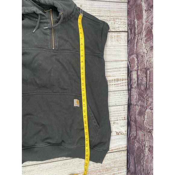 Men’s Carhartt Rain Defender Heavyweight 1/4 Zip Hoodie M Black Loose Fit - Picture 8 of 9